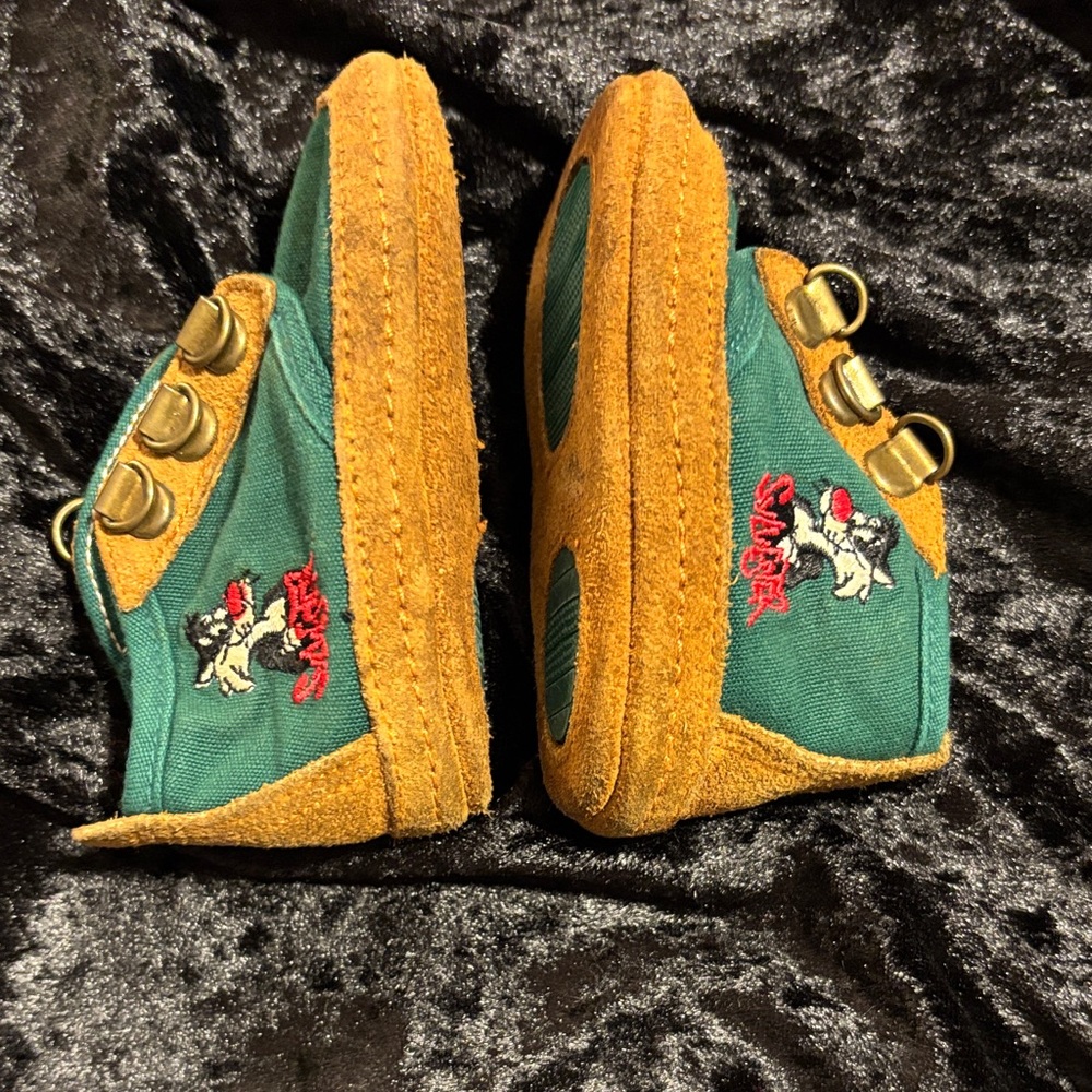Buster Brown Green and Tan Kids Slippers